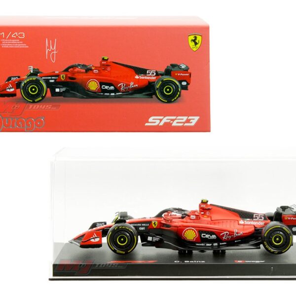 Bburago 1:43 Ferrari SF-23 #55 Carlos Sainz with Showcase – Formula Formula 1
