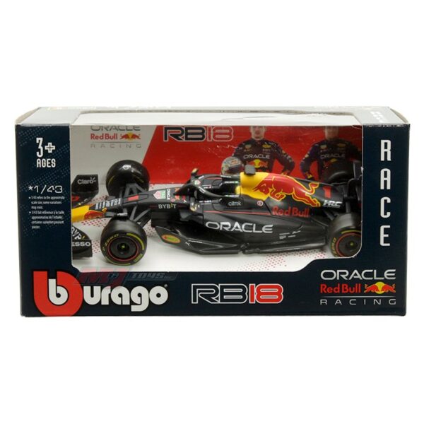 Bburago 1:43 Red Bull RB18 #1 Max Verstappen – Oracle Red Bull Racing – Race Series Window Box