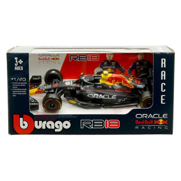 Bburago 1:43 Red Bull RB18 #11 Sergio Perez – Oracle Red Bull Racing – Race Series Window Box