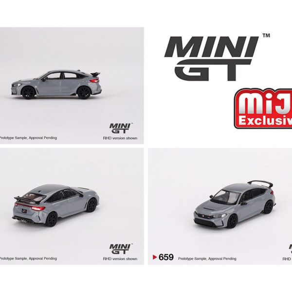 (Preorder) Mini GT 1:64 Honda Civic Type R 2023 – Sonic Gray Pearl – MiJo Exclusives