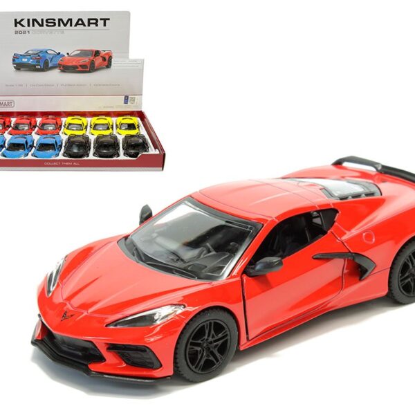 Kinsmart 1:36 2021 Chevrolet Corvette 5â€³ – KT5432D – Display Tray Set of 12