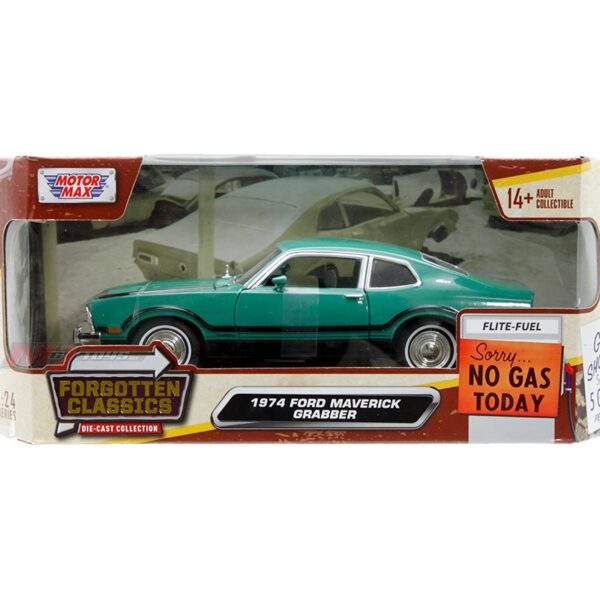 Motormax 1:24 1974 Ford Maverick Grabber – Green – Forgotten Classics