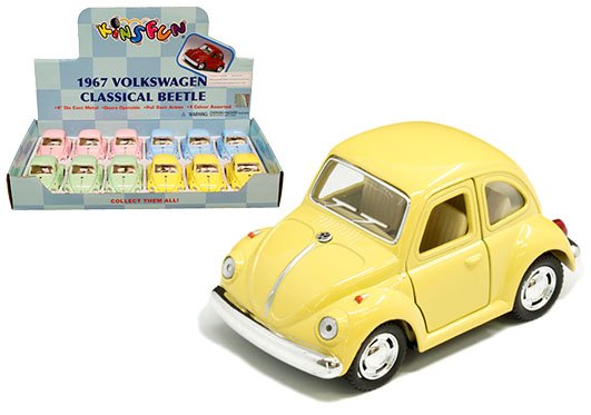 Kinsfun 3.5â€³ 1967 Volkswagen Classic Beetle Pastel Solid – Display Tray Set of 12