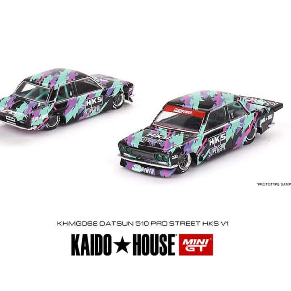Kaido House x Mini GT 1:64 Datsun 510 Pro Street HKS V1 – Black Green – Limited Edition