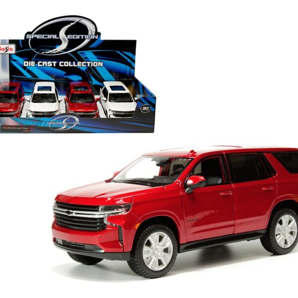 Maisto 1:26 2021 Chevrolet Tahoe – Red, White – Special Edition – Dispaly Tray Set of 4