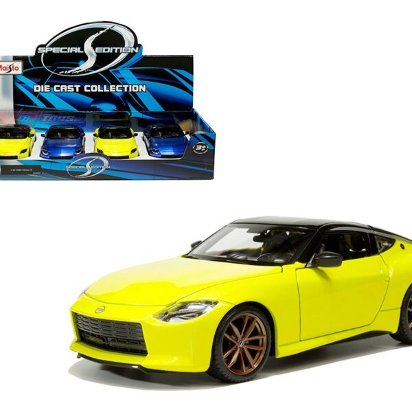 Maisto 1:24 2023 Nissan Z – Blue, Yellow – Special Edition – Display Tray Set of 4