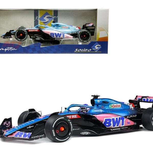 Solido 1:18 Alpine A522 – Monaco GP 2022 – F. Alonso – Blue/Pink/Black