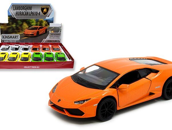 Kinsmart 1:36 Lamborghini Huracan LP610-4 5″  (KT5382D) – Display Tray Box Set of 12