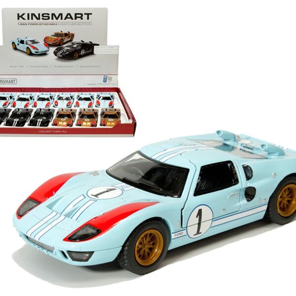 Kinsmart 1:32 1966 Ford GT40 MK II Heritage Ed 5â€³(KT5427DF) â€“ Display Tray Set of 12