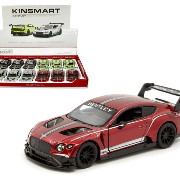 Kinsmart 1:38 Bentley Continental GT3 5″ – Display Tray Set of 12