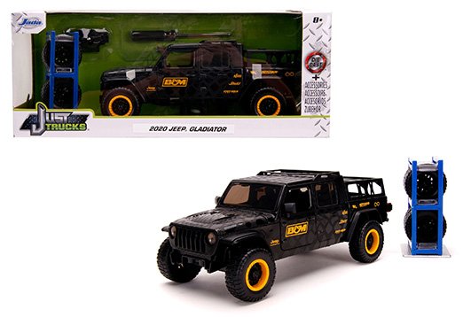 Jada 1:24 2020 Jeep Gladiator (Black) â€“ Just Trucks with Rack & Wheels