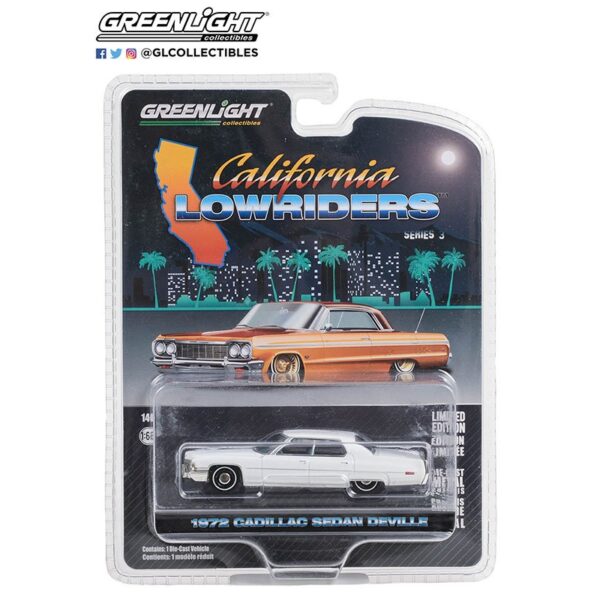 Greenlight 1:64 California Lowriders Series 3 – 1972 Cadillac Sedan deVille – Cotillion White Solid Pack
