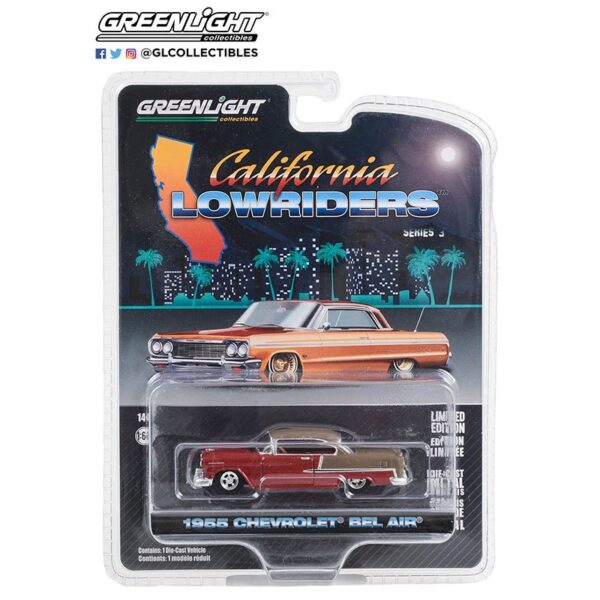 Greenlight 1:64 California Lowriders Series 3 -1955 Chevrolet Bel Air – Ruby Red and Matte Bronze Solid Pack