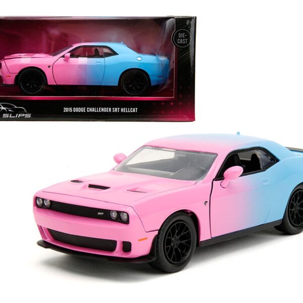 Jada 1:24 2015 Dodge Challenger SRT Hellcat – Pink/Light Blue – Pink Slips
