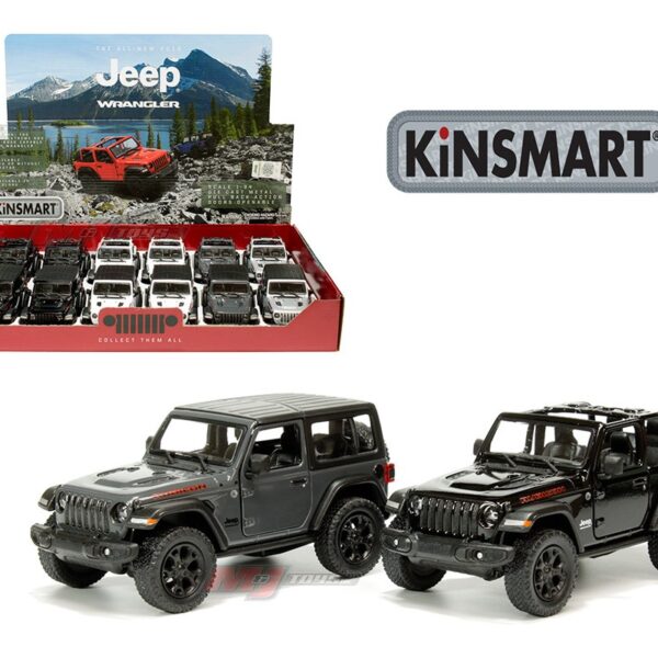 Kinsmart 1:34 2018 Jeep Wrangler Open & Closed Top – Display Tray Set of 12