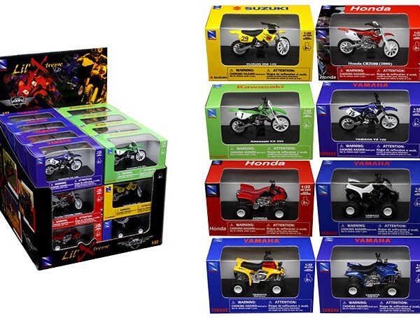 New Ray  1:32 Motorcycle and ATV Assortment – Lil’Xtreme – Counter Display of 24