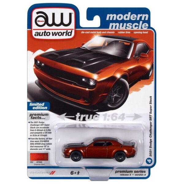 Auto World 1:64 2021 Dodge Challenger Super Stock – Bronze – Premium 2023 Release 3 Version A