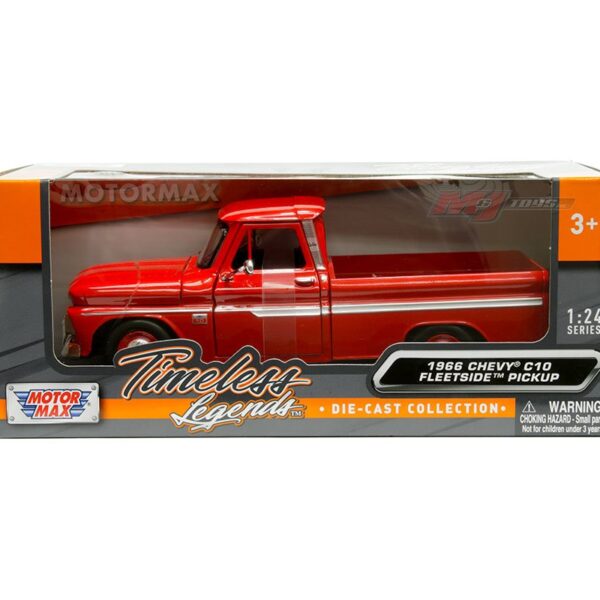Motormax 1:24 1966 Chevrolet C10 Fleetside Pickup – Red – Timeless Legends
