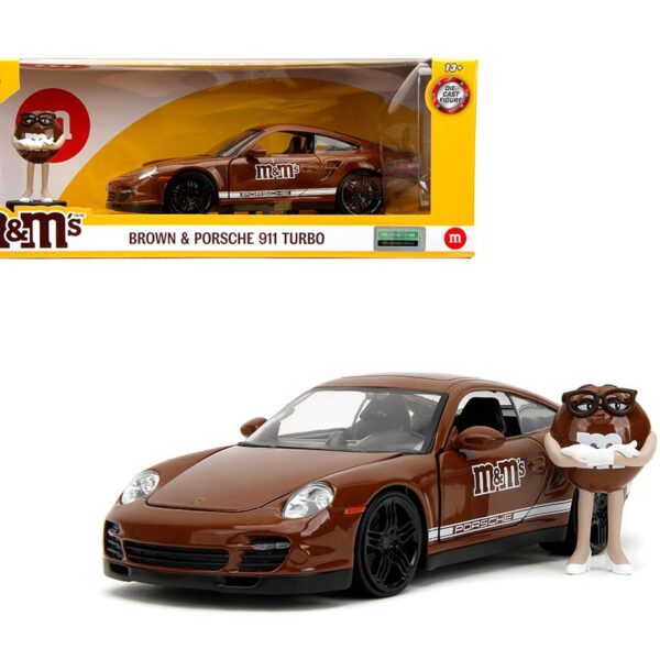 Jada 1:24 2007 Porsche 911 Turbo with Brown Figure – M&M’s – Hollywood Rides