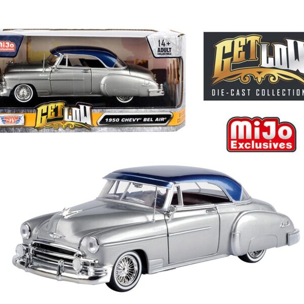 Motormax 1:24 1950 Chevrolet Bel Air Lowrider  Silver With Blue Top – Get Low – Mijo Exclusives