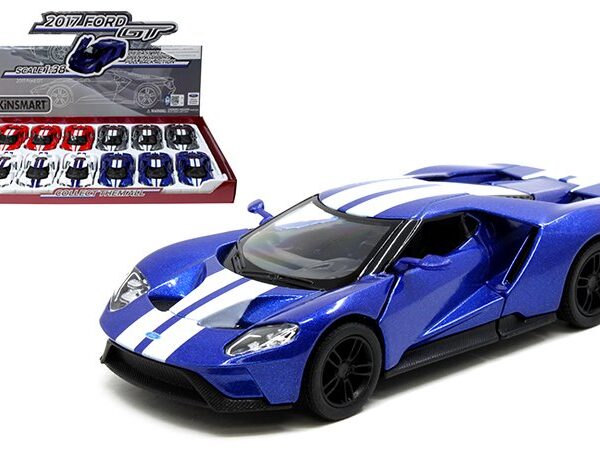 Kinsmart 1:38 2017 Ford GT with Stripes 5″ (KT5391DF) – Display Tray Set of 12