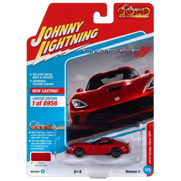 Johnny Lightning 1:64 Classic Gold 2022 Release 3 Version A – 2014 Dodge Viper SRT – Red