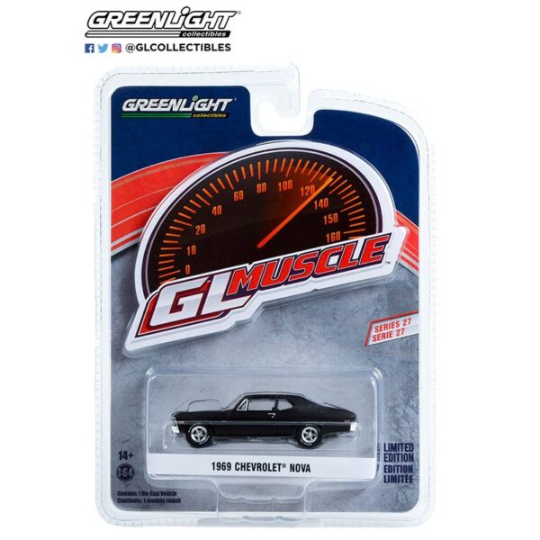 Greenlight 1:64 GL Muscle Series 27 – 1969 Chevrolet Nova Custom (Matt Black) Solid Pack