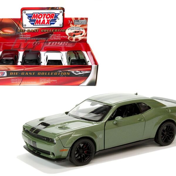 Motormax 1:24 2018 Dodge Challenger SRT Hellcat Widebody – Assorted Colors – Display Tray Set of 4