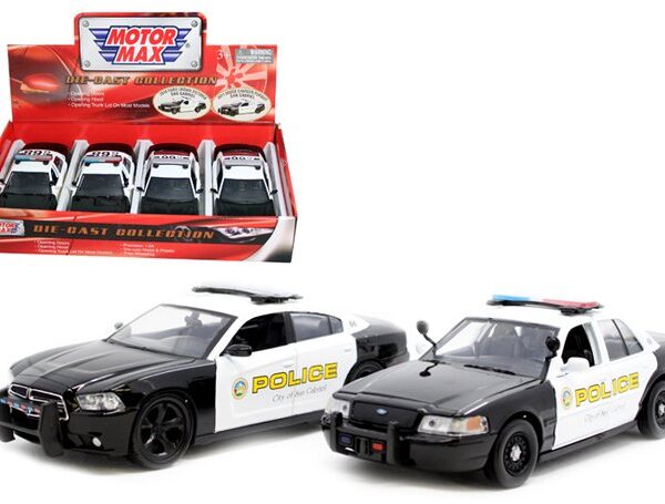 Motormax 1:24 Dodge 2011 Charger & Ford 2007 San Gabriel – Display Tray Set of 4