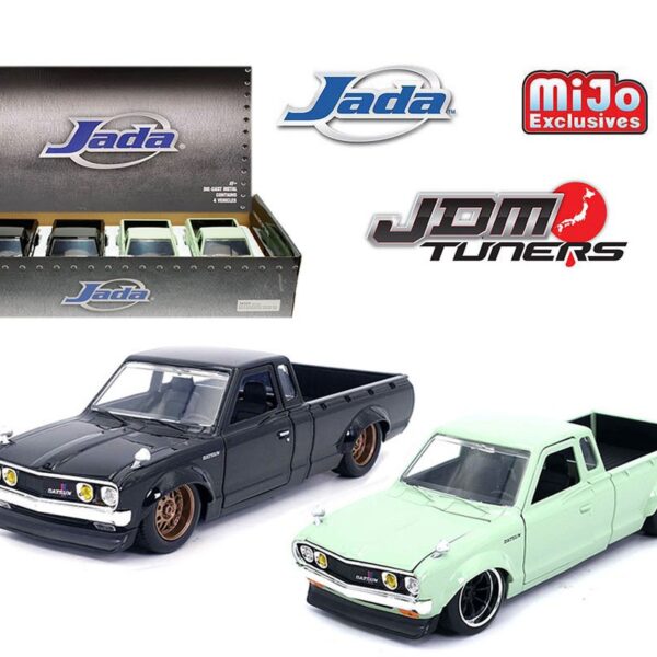 Jada 1:24 1972 Datsun 620 Custom Truck – JDM Tuners – MiJo Exclusives – Display Tray Set of 4