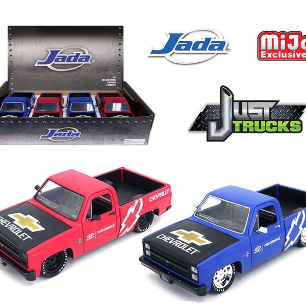 Jada 1:24 1995 Chevrolet C10 Custom with CHEVROLET Logo – Just Trucks – MiJo Exclusives – Display Tray Set of 12