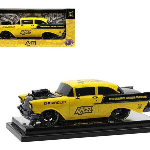 M2 Machines 1:24 1957 Chevrolet 210 Hardtop Accel Performance Ignition Products – Yellow – Release 102A