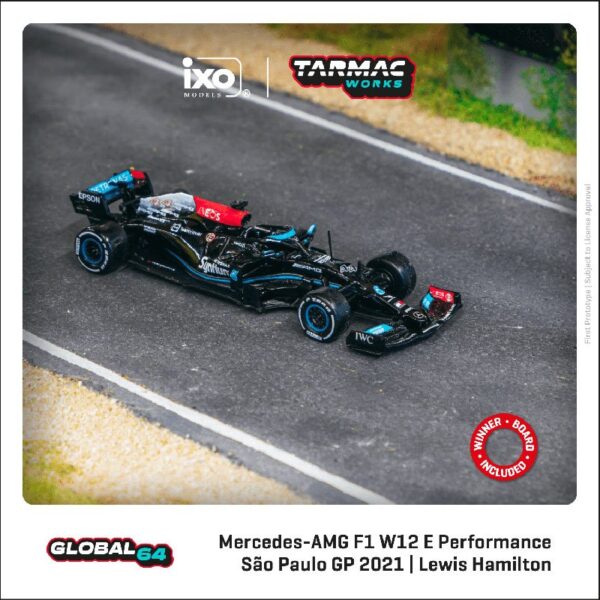 Tarmac Works 1:64 Mercedes-AMG F1 W12 E Performance  SÃ£o Paulo Grand Prix 2021 Winner Lewis Hamilton
