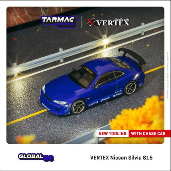 Tarmac Works 1:64 VERTEX Nissan Silvia S15 (Blue Metallic) – Global64