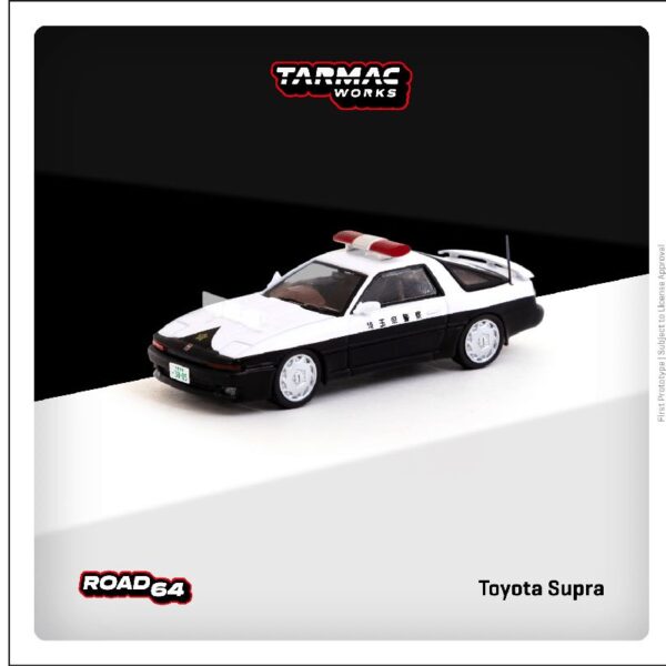 Tarmac Works 1:64 Toyota Supra Japan Police Car (Black & White) – Hobby64
