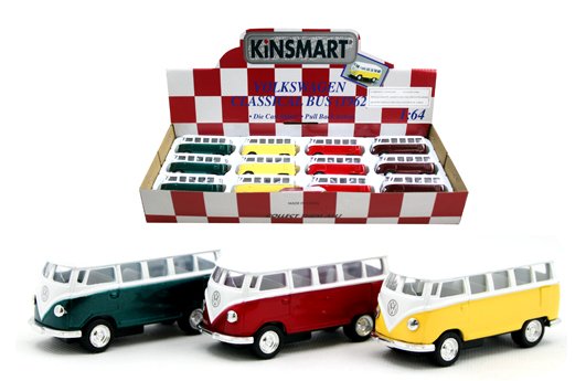 Kinsmart 1:64 1962 Volkswagen Samba Van 2.5″ – Display Tray Set of 12