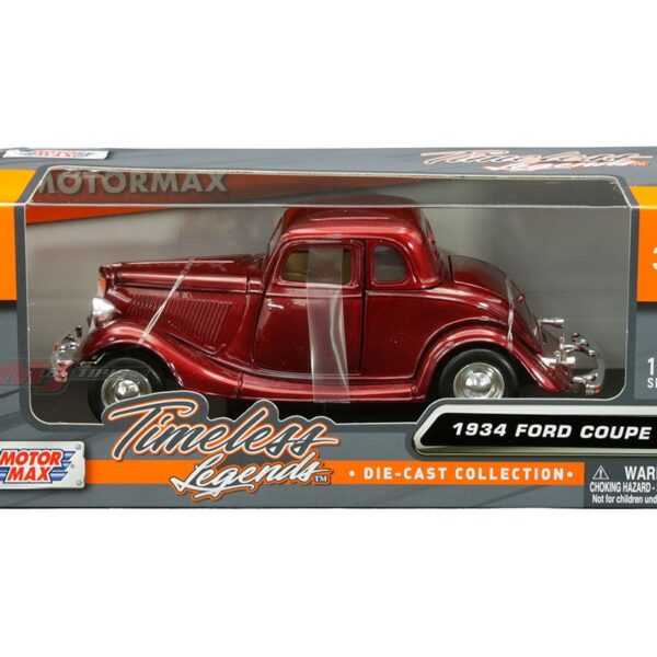 Motormax 1:24 1934 Ford Coupe (Hardtop)(Red) – Timeless Legends