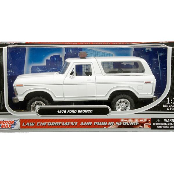 Motormax 1:24 1978 Ford Bronco Custom with Lightbar – Law Enforcement and Public Service