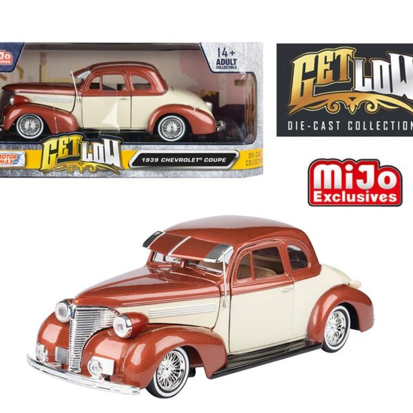 Motormax 1:24 1939 Chevrolet Coupe Lowrider Two Tone Beige – Get Low – Mijo Exclusives