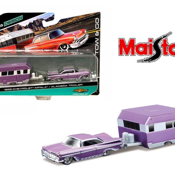 Maisto 1:64 1959 Chevrolet Impala SS W/ Alameda Camper Trailer – Tow & Go