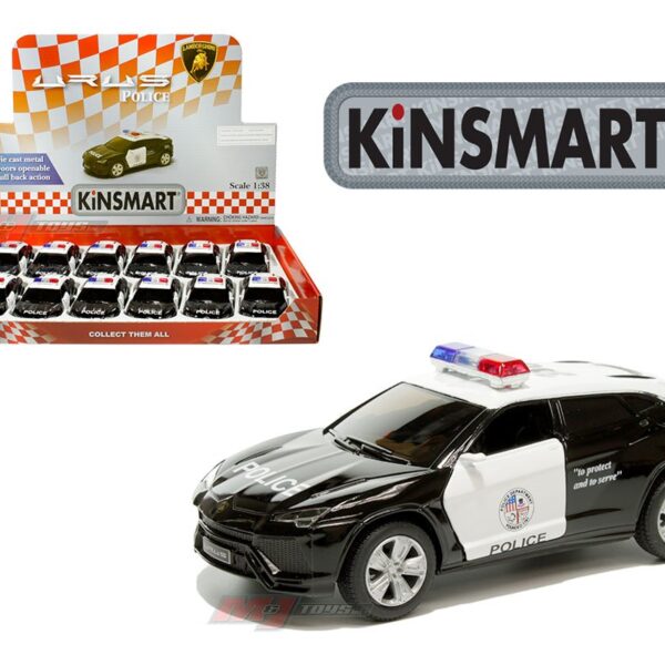 Kinsmart 1:38 Lamborghini Urus Police – Display Tray Set of 12