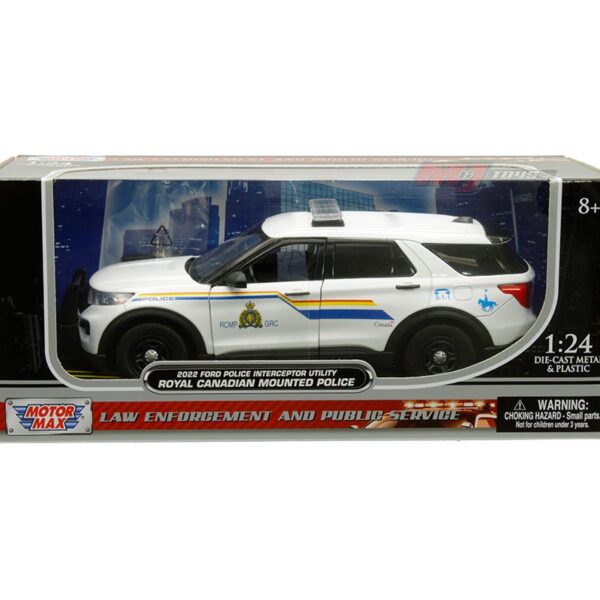 Motormax 1:24 2022 Ford Police Interceptor Utility Royal Canadian Mounted Police – White with Lightbar – Law Enforcement and Public Service