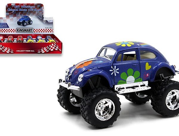 Kinsmart 1:32 1967 Volkswagen Classical Beetle Big Foot with Decals 5â€³ – Display Tray Set of 12