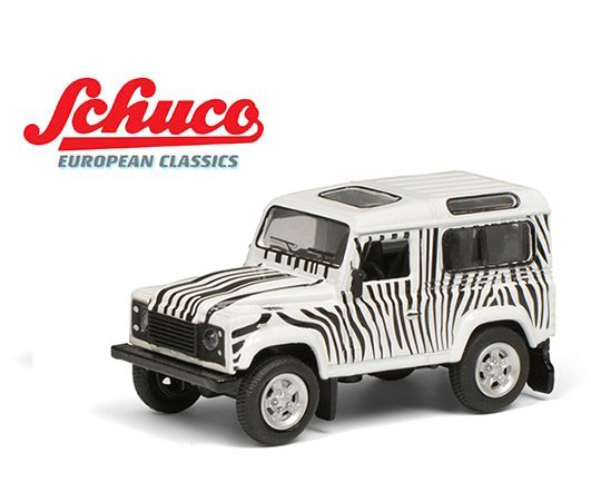 Schuco  1:64 Land Rover Defender 110 Safari White with Zebra Stripes