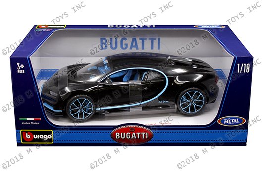 Bburago 1:18 Bugatti Chiron 42 Edition Black with Blue Accents – Plus