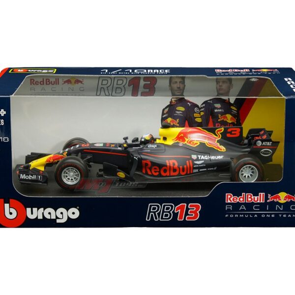 Bburago 1:18 TAG Heuer RB13 Daniel Ricciardo #3 – Matte Dark Blue – Race – RedBull Racing