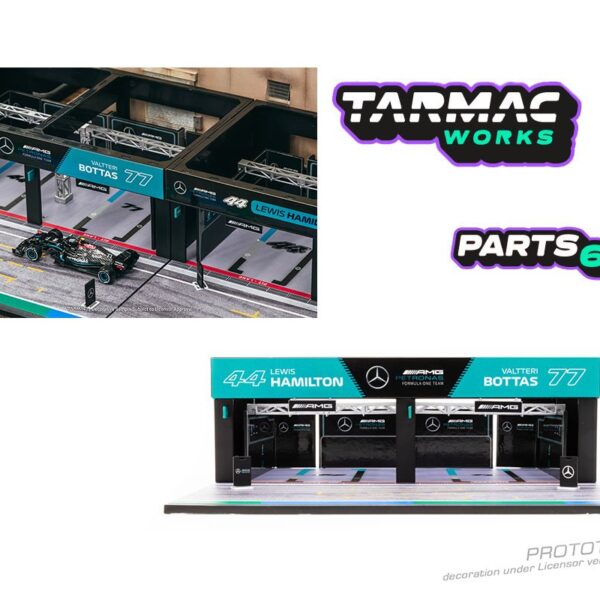 Tarmac Works 1:64 Parts64 Pit Garage Diorama Mercedes-AMG Petronas Formula One Team