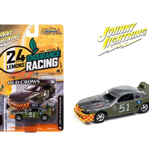Johnny Lightning 1:64 Street Freaks 2023 Release 1 Version B 1990 Ford Mustang Race Car – Green – Solid Pack