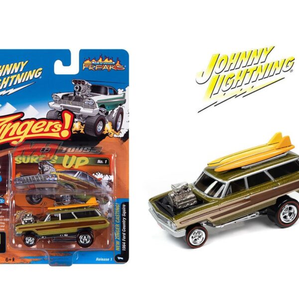 Johnny Lightning 1:64 1964 Ford Country Squire – Green – Zingers – Street Freaks 2023 Release 1 Version A – Solid Pack