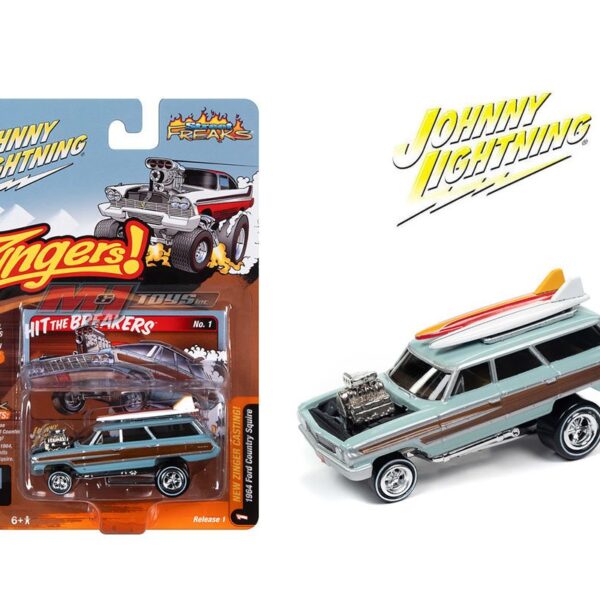 Johnny Lightning 1:64 Street Freaks 2023 Release 1 Version B 1964 Ford Country Squire Zinger – Blue – Solid Pack